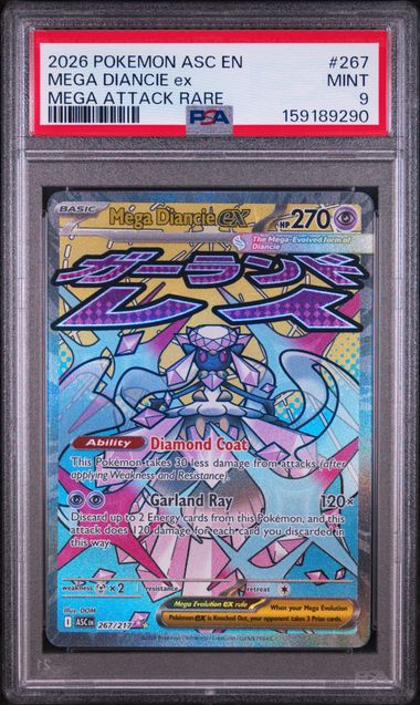2026 POKEMON ASC EN-ASCENDED HEROES #267 MEGA DIANCIE ex MEGA ATTACK RARE PSA 9 SC1