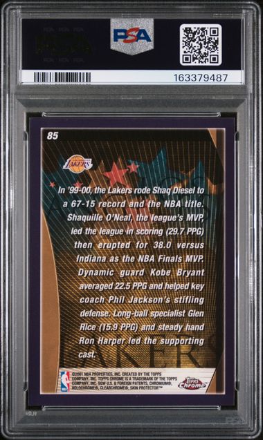 2000 TOPPS CHROME #85 LAKERS CHAMPIONS PSA 9
