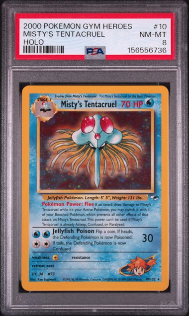 2000 POKEMON GYM HEROES #10 MISTY'S TENTACRUEL HOLO PSA 8. SC1