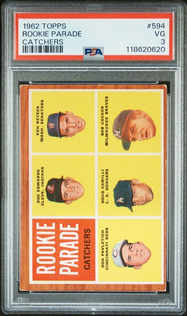 1962 Topps Baseball Rookie Parade Catchers #594 PSA 3
