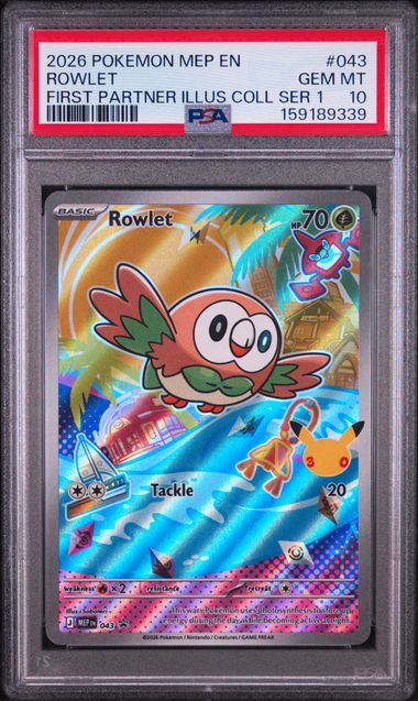 2026 POKEMON MEP EN-ME BLACK STAR PROMO #043 ROWLET FIRST PARTNER ILLUS COLL SER 1 PSA 10 SC1