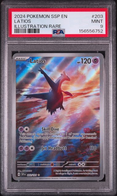 2024 POKEMON SSP EN-SURGING SPARKS #203 LATIOS ILLUSTRATION RARE PSA 9