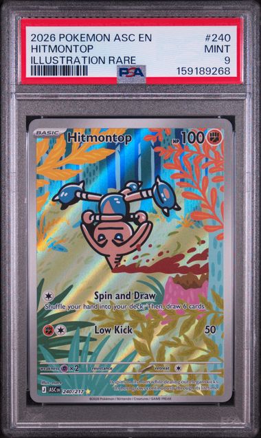 2026 POKEMON ASC EN-ASCENDED HEROES #240 HITMONTOP ILLUSTRATION RARE PSA 9 SC1