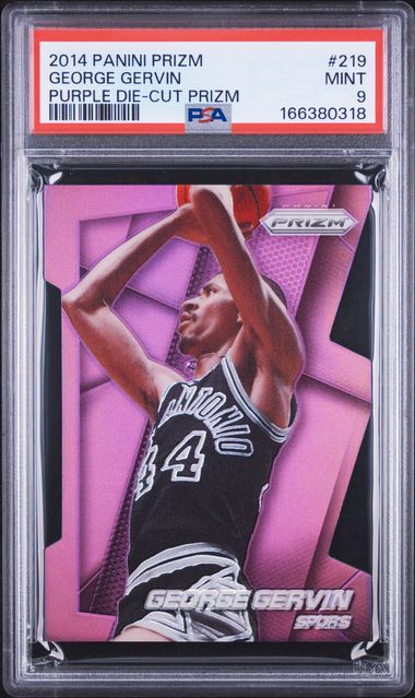 2014 PANINI PRIZM #219 GEORGE GERVIN PURPLE DIE-CUT PRIZM PSA 9 JR9272-32