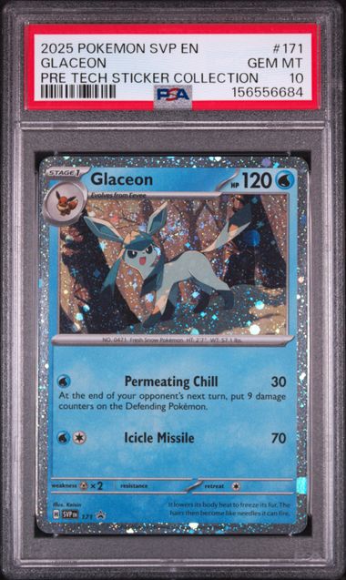 2025 POKEMON SVP EN-SV BLACK STAR PROMO #171 GLACEON PRE TECH STICKER COLLECTION PSA 10