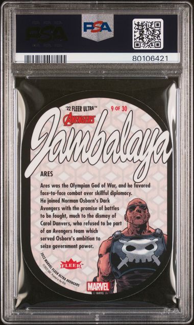 2022 FLEER ULTRA AVENGERS JAMBALAYA #9 ARES JAMBALAYA PSA 8 SC7