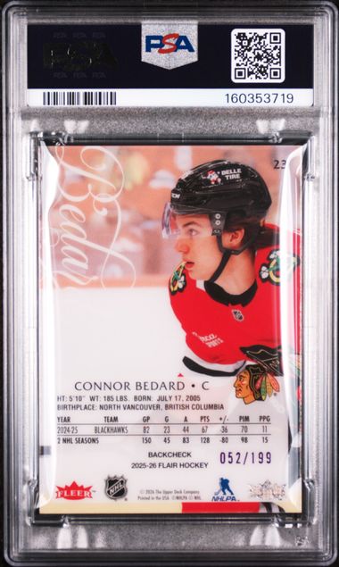 2025 UPPER DECK FLAIR #23 CONNOR BEDARD IMAGE C VARIANT PSA 6