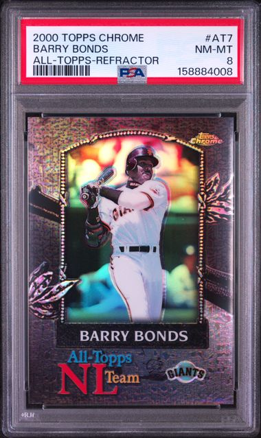 2000 TOPPS CHROME ALL-TOPPS #AT7 BARRY BONDS ALL-TOPPS-REFRACTOR PSA 8