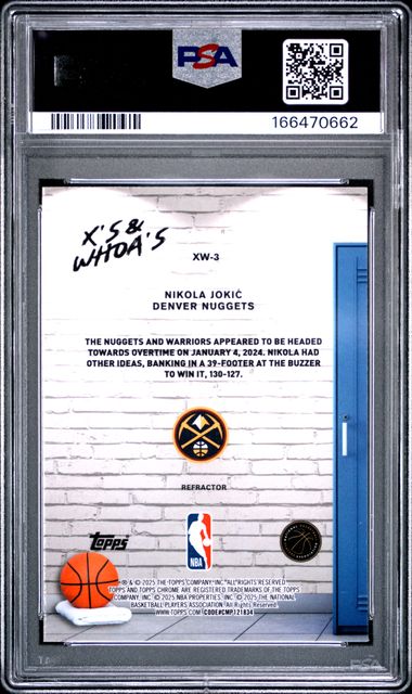 2025 TOPPS CHROME X'S AND WHOA'S #XW-3 NIKOLA JOKIC X'S AND WHOA'S-REFRACTOR PSA 9