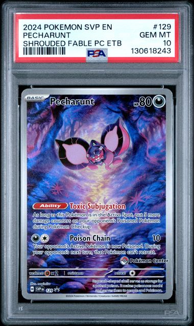 2024 POKEMON SVP EN-SV BLACK STAR PROMO #129 PECHARUNT SHROUDED FABLE PC ETB PSA 10 SC1