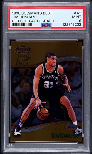 1998 Bowman's Best Tim Duncan Certified Autograph #A2 PSA 9