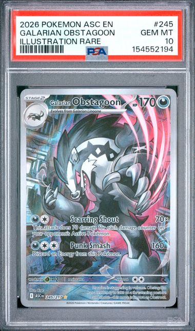 2026 POKEMON ASC EN-ASCENDED HEROES #245 GALARIAN OBSTAGOON ILLUSTRATION RARE PSA 10 SC1