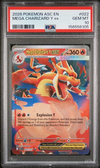 2026 POKEMON ASC EN-ASCENDED HEROES #022 MEGA CHARIZARD Y ex PSA 10