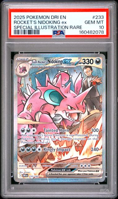 2025 Pokémon Destined Rivals Team Rocket's Nidoking ex Special Illustration Rare 233/182 PSA 10
