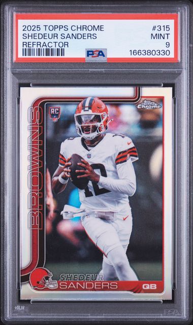 2025 TOPPS CHROME #315 SHEDEUR SANDERS REFRACTOR PSA 9 JR9272-56