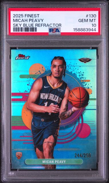 2025 TOPPS FINEST #130 MICAH PEAVY SKY BLUE REFRACTOR PSA 10