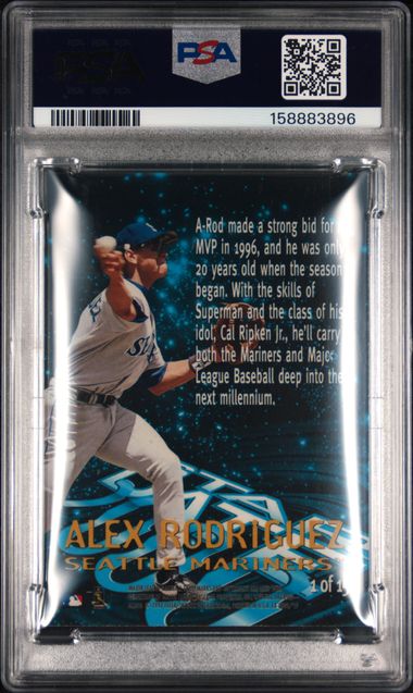 1997 SKYBOX E-X 2000 STARDATE 2000 #1 ALEX RODRIGUEZ STARDATE 2000 PSA 8