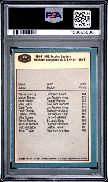 1981-82 O-Pee-Chee Mike Rogers #135 Scoring Leader Hartford Whalers PSA 7