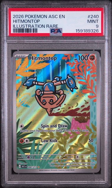 2026 POKEMON ASC EN-ASCENDED HEROES #240 HITMONTOP ILLUSTRATION RARE PSA 9 SC1