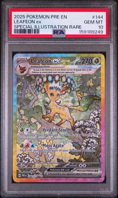 2025 POKEMON PRE EN-PRISMATIC EVOLUTIONS #144 LEAFEON ex SPECIAL ILLUSTRATION RARE PSA 10 SC1