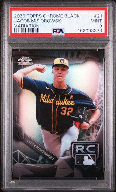 2026 Topps Chrome Black Jacob Misiorowski Rookie Variation #21 PSA 9