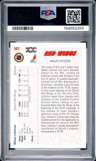 1991 UPPER DECK #587 NICKLAS LIDSTROM PSA 10