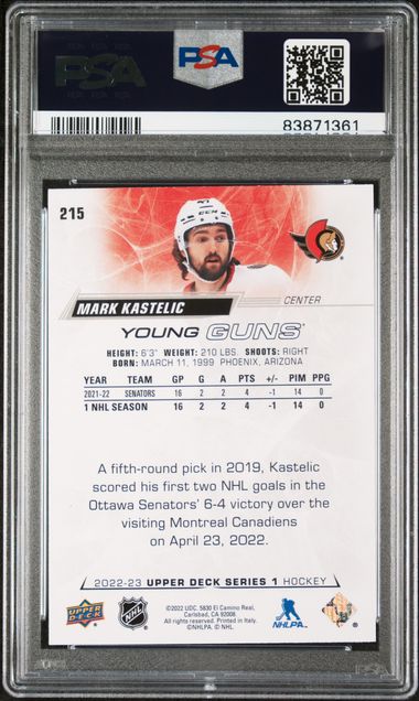 2022 UPPER DECK #215 MARK KASTELIC PSA 8