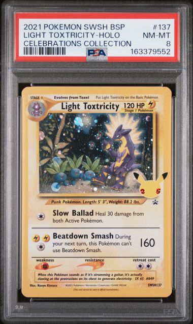 2021 POKEMON SWSH BLACK STAR PROMO #137 LIGHT TOXTRICITY-HOLO CELEBRATIONS COLLECTION PSA 8