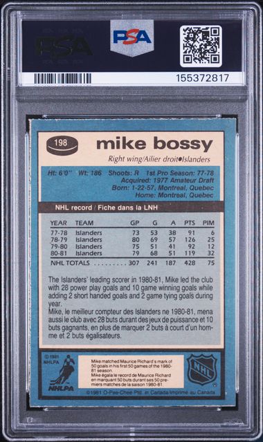 1981 O-PEE-CHEE #198 MIKE BOSSY PSA 8