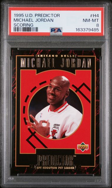 1995 UPPER DECK PREDICTOR SCORING #H4 MICHAEL JORDAN SCORING PSA 8