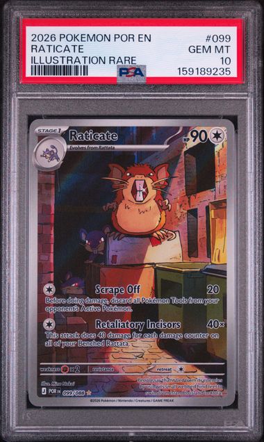 2026 POKEMON POR EN-PERFECT ORDER #099 RATICATE ILLUSTRATION RARE PSA 10 SC1
