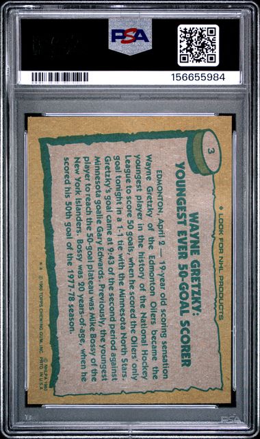 1980-81 Topps Wayne Gretzky Record Breaker #3 Edmonton Oilers PSA 7(MC)