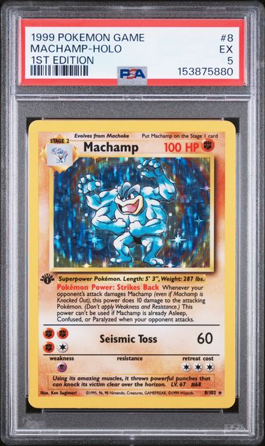 1999 POKEMON GAME #8 MACHAMP-HOLO 1ST EDITION PSA 5 TA9448