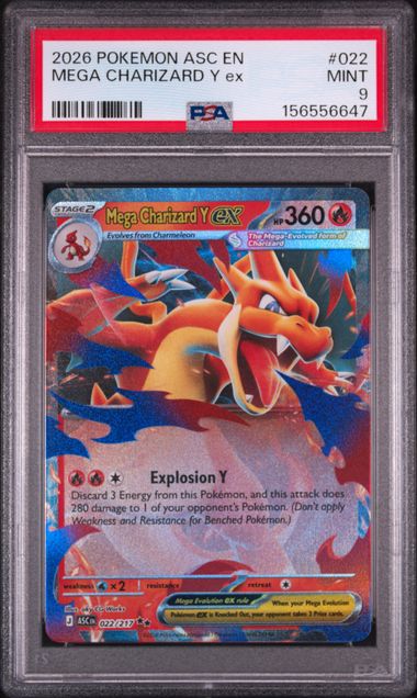2026 POKEMON ASC EN-ASCENDED HEROES #022 MEGA CHARIZARD Y ex PSA 9 SC1