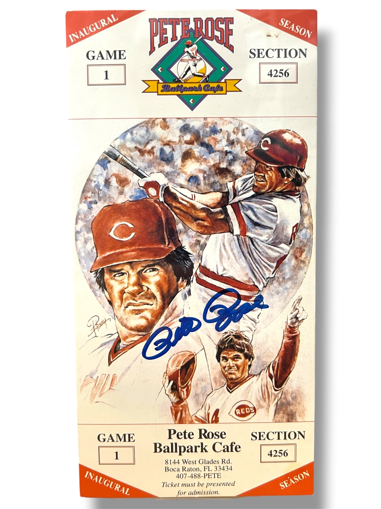 Pete Rose Ballpark Cafe JSA Authentic Autographed Ticket