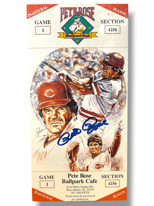 Pete Rose Ballpark Cafe JSA Authentic Autographed Ticket