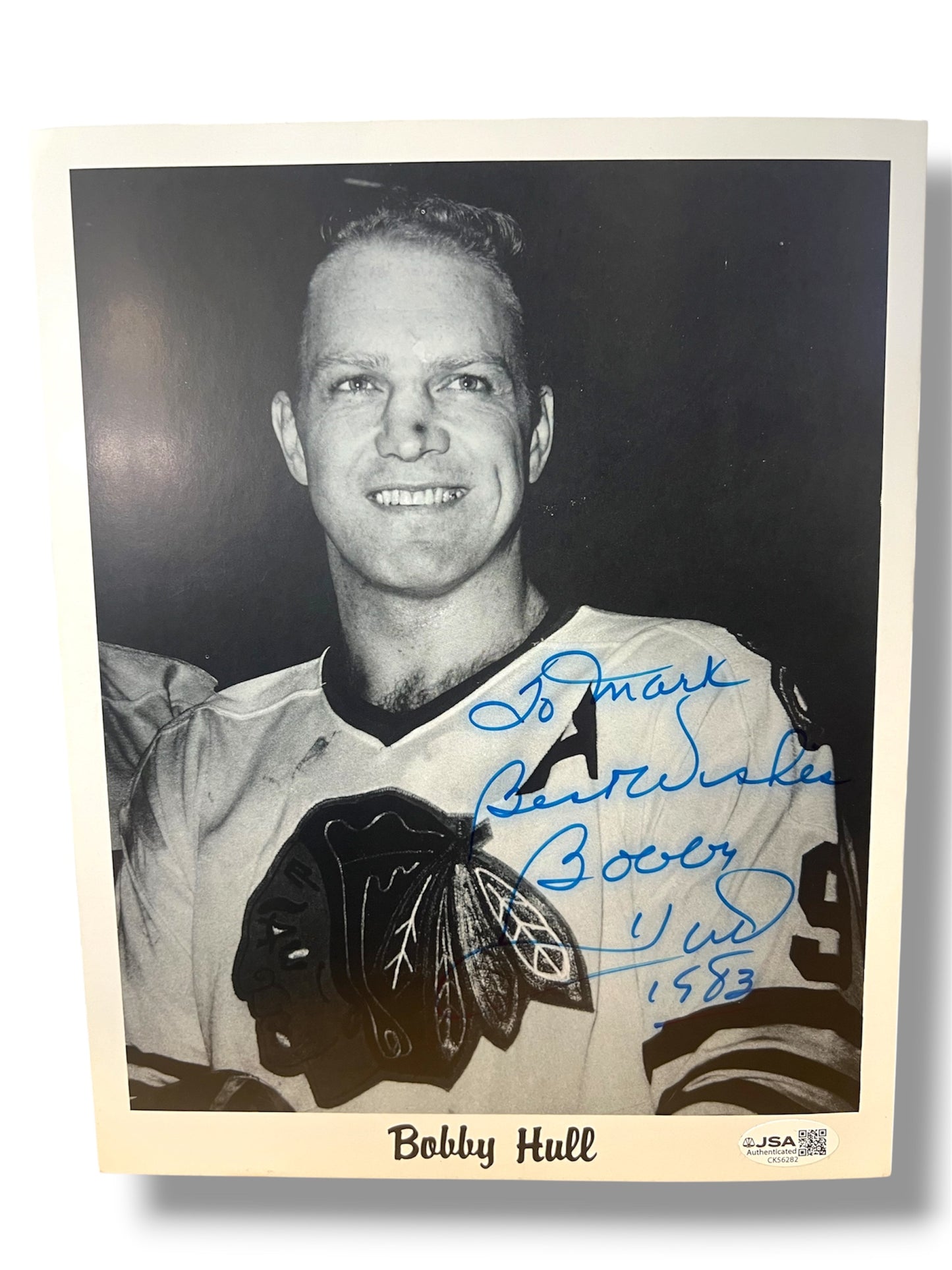 Bobby Hull Autographed & Inscribed 8x10 Photo JSA Authentic