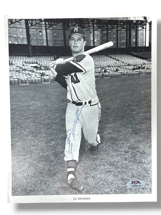 Eddie Mathews Milwaukee Braves Autographed 8x10 Photo PSA/DNA Authentic