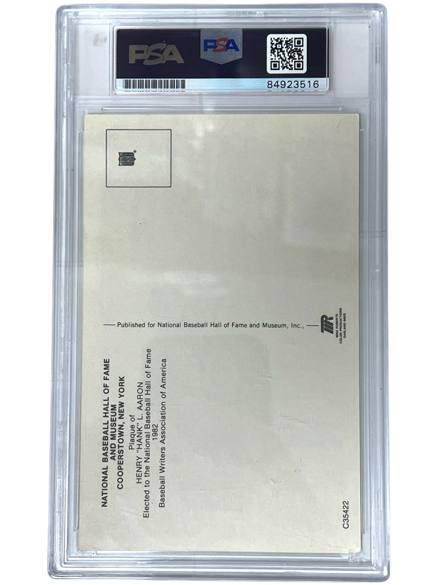 Hank Aaron Hall of Fame Plaque PSA/DNA Authentic Autograph