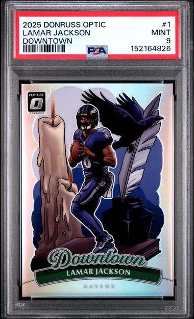 2025  DOPANININRUSS OPTIC DOWNTOWN #1 LAMAR JACKSON PSA 9