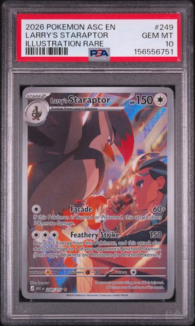 2026 POKEMON ASC EN-ASCENDED HEROES #249 LARRY'S STARAPTOR ILLUSTRATION RARE PSA 10 SC1