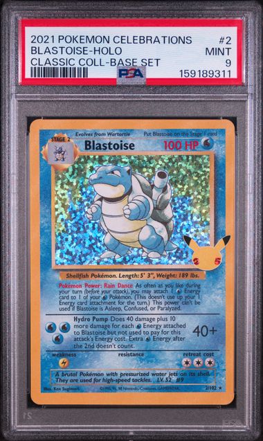 2021 POKEMON CELEBRATIONS CLASSIC COLLECTION #2 BLASTOISE-HOLO CLASSIC COLL-BASE SET PSA 9 SC1