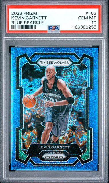 2023 PANINI PRIZM #183 KEVIN GARNETT BLUE SPARKLE PSA 10 JR9272-36