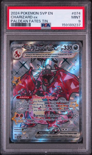 2024 POKEMON SVP EN-SV BLACK STAR PROMO #074 CHARIZARD ex PALDEAN FATES TIN PSA 9 SC1