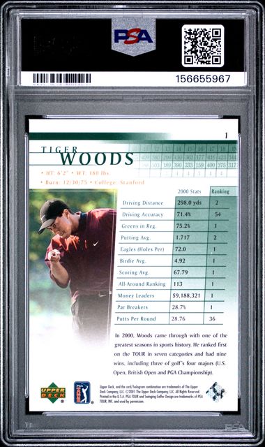 2001 UPPER DECK GOLF #1 TIGER WOODS PSA 9