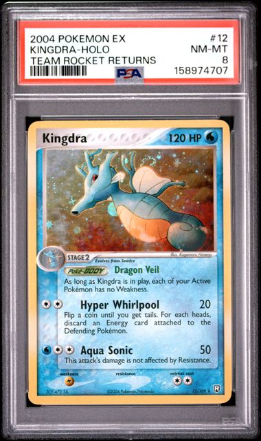 2004 POKEMON EX TEAM ROCKET RETURNS #12 KINGDRA-HOLO TEAM ROCKET RETURNS PSA 8 SC1