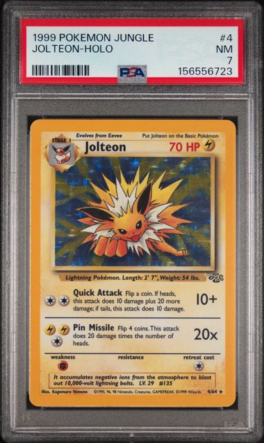 1999 POKEMON JUNGLE #4 JOLTEON-HOLO PSA 7