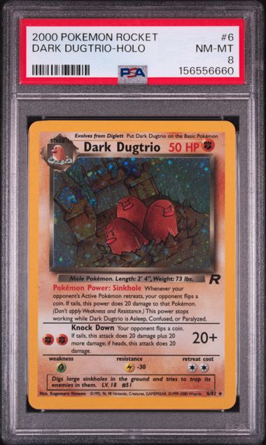 2000 POKEMON ROCKET #6 DARK DUGTRIO-HOLO PSA 8 SC1