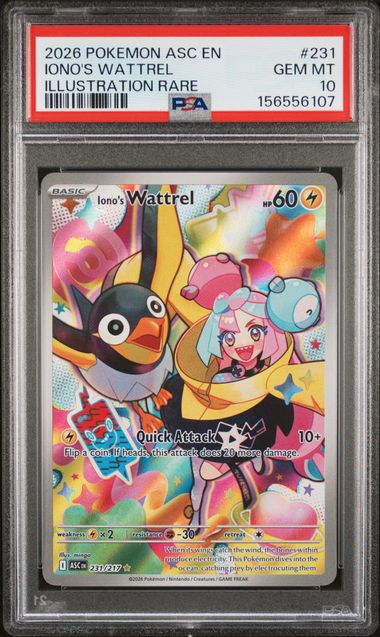 2026 POKEMON ASC EN-ASCENDED HEROES #231 IONO'S WATTREL ILLUSTRATION RARE PSA 10 SC1