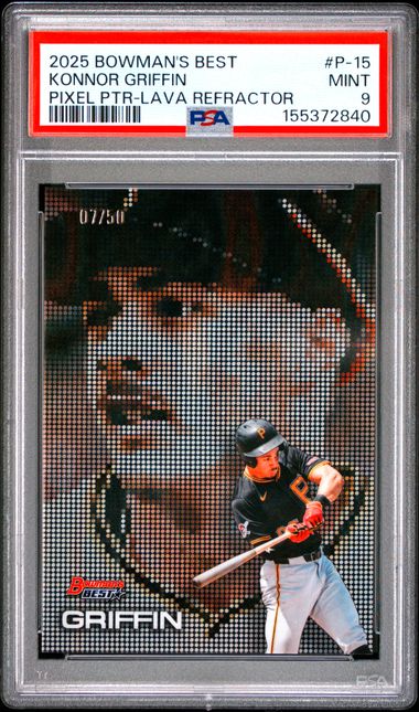 2025 BOWMAN'S BEST PIXEL PORTRAITS #P-15 KONNOR GRIFFIN PIXEL PTR-LAVA REFRACTOR PSA 9